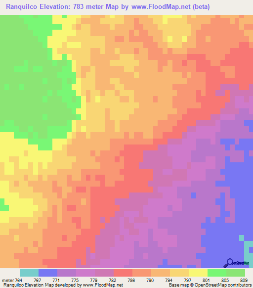 Ranquilco,Argentina Elevation Map