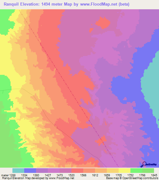 Ranquil,Argentina Elevation Map