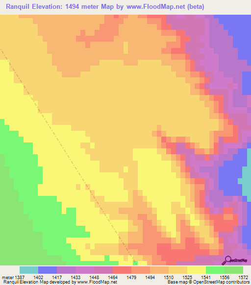 Ranquil,Argentina Elevation Map