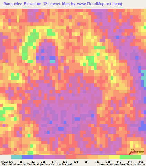 Ranquelco,Argentina Elevation Map
