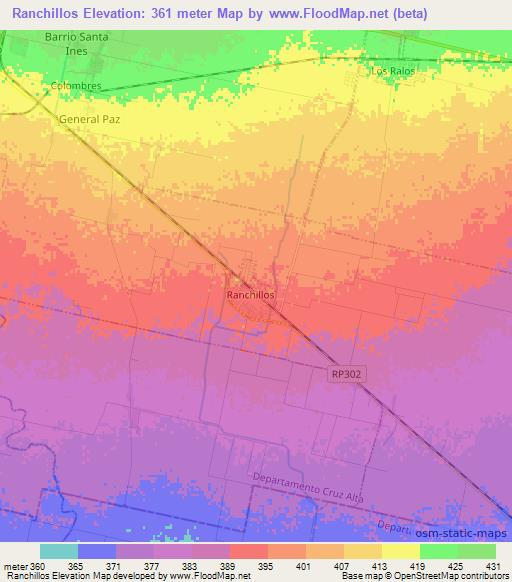 Ranchillos,Argentina Elevation Map