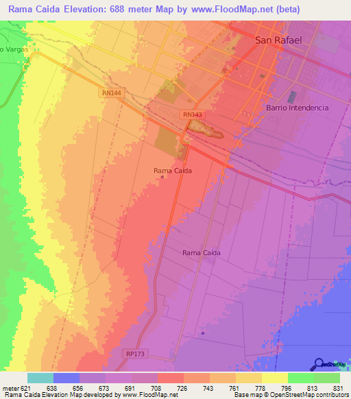 Rama Caida,Argentina Elevation Map