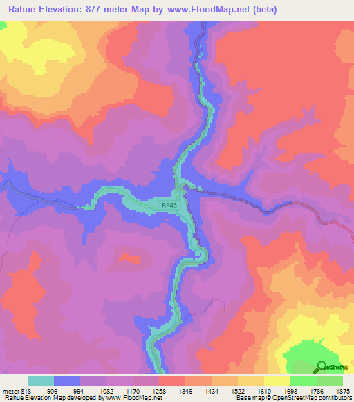 Rahue,Argentina Elevation Map