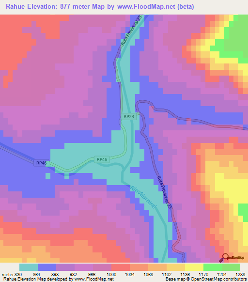 Rahue,Argentina Elevation Map