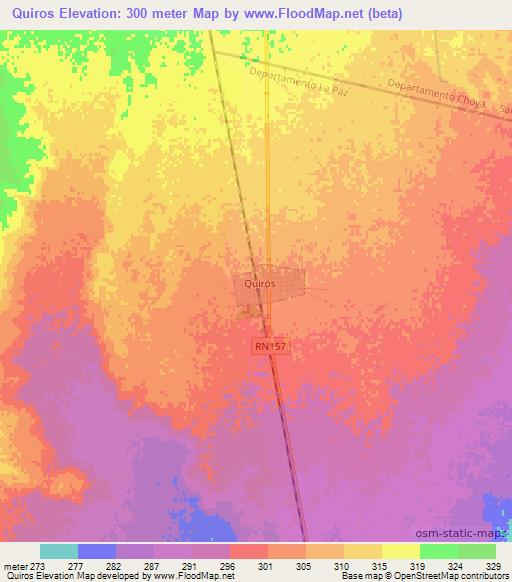 Quiros,Argentina Elevation Map