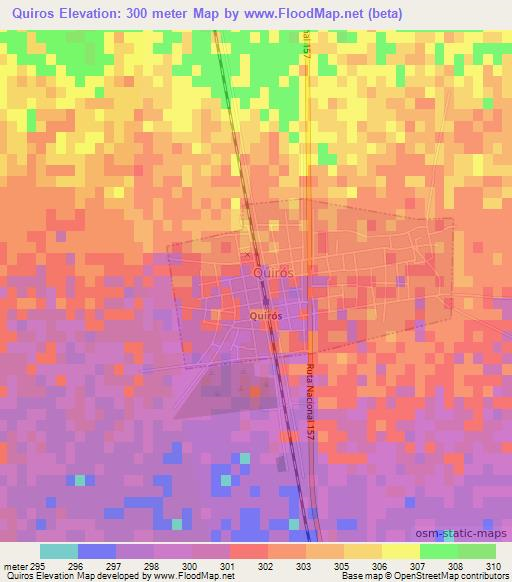 Quiros,Argentina Elevation Map