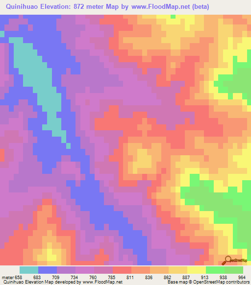 Quinihuao,Argentina Elevation Map