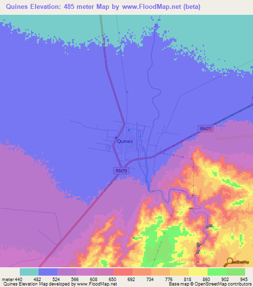 Quines,Argentina Elevation Map
