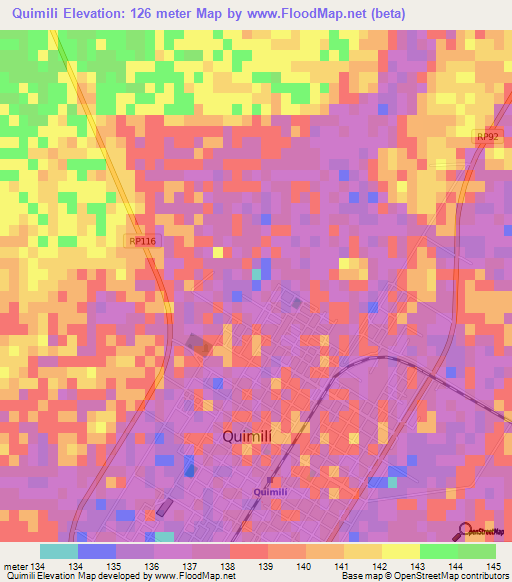 Quimili,Argentina Elevation Map