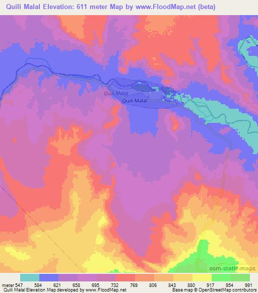 Quili Malal,Argentina Elevation Map