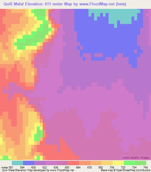 Quili Malal,Argentina Elevation Map