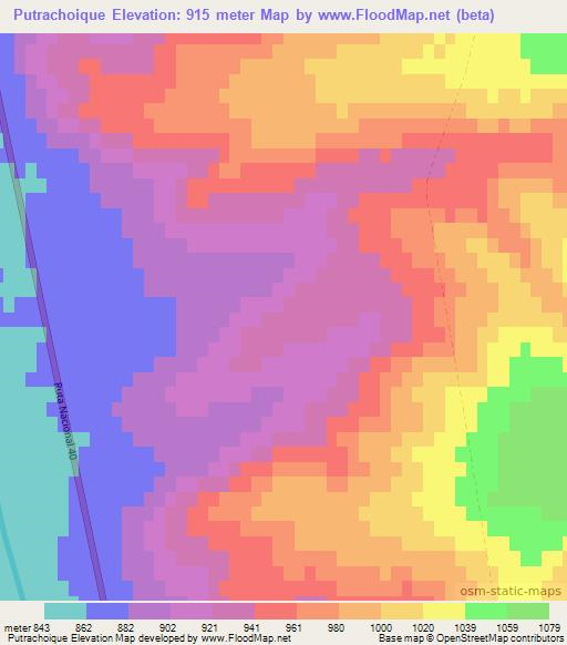 Putrachoique,Argentina Elevation Map