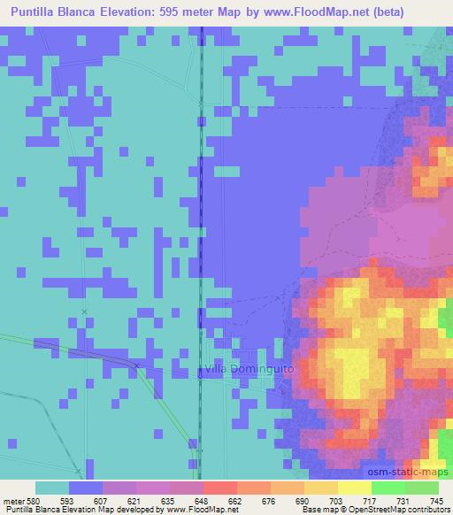 Puntilla Blanca,Argentina Elevation Map