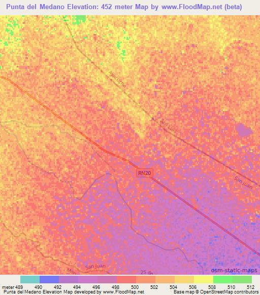 Punta del Medano,Argentina Elevation Map