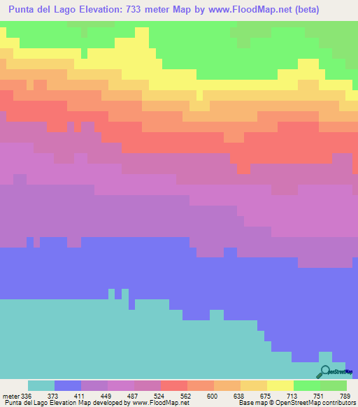 Punta del Lago,Argentina Elevation Map