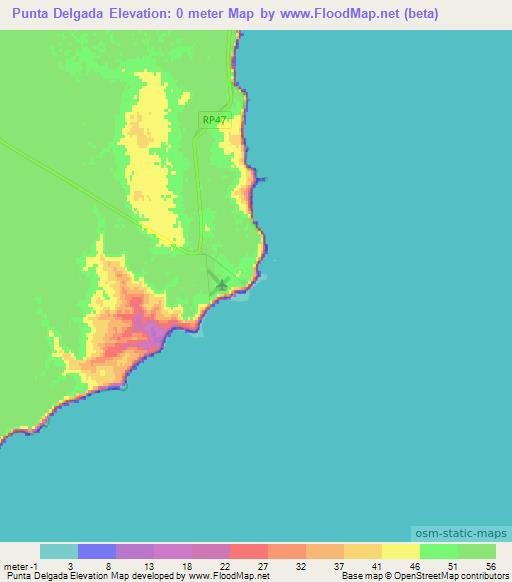 Punta Delgada,Argentina Elevation Map