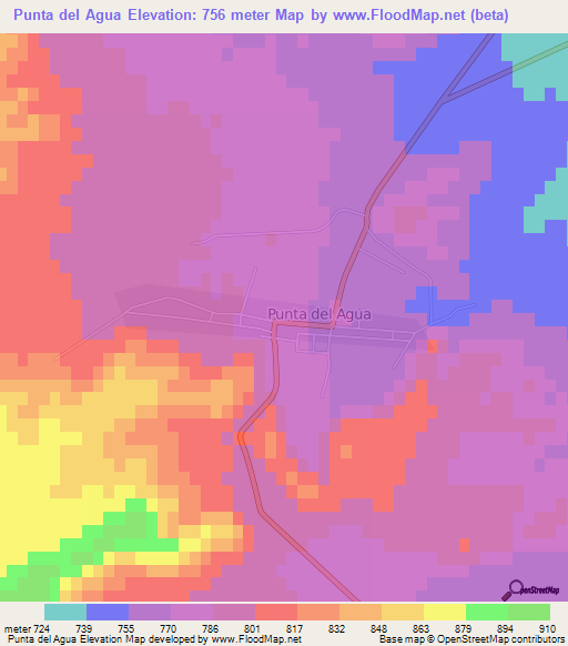 Punta del Agua,Argentina Elevation Map