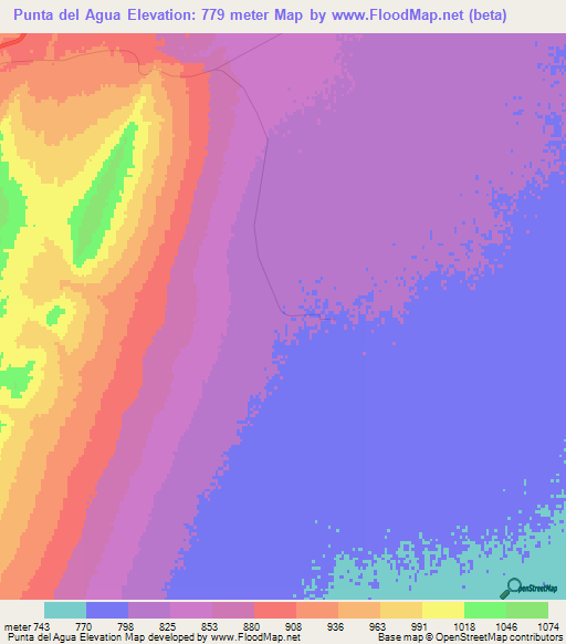 Punta del Agua,Argentina Elevation Map