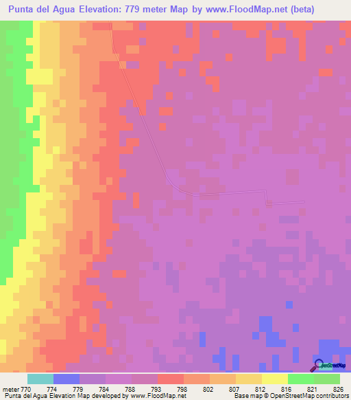 Punta del Agua,Argentina Elevation Map