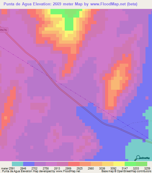 Punta de Agua,Argentina Elevation Map