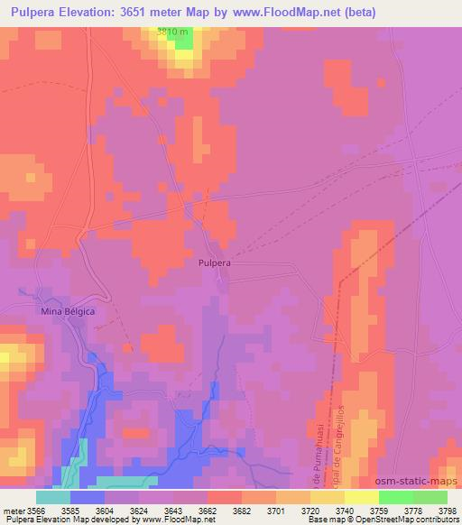 Pulpera,Argentina Elevation Map