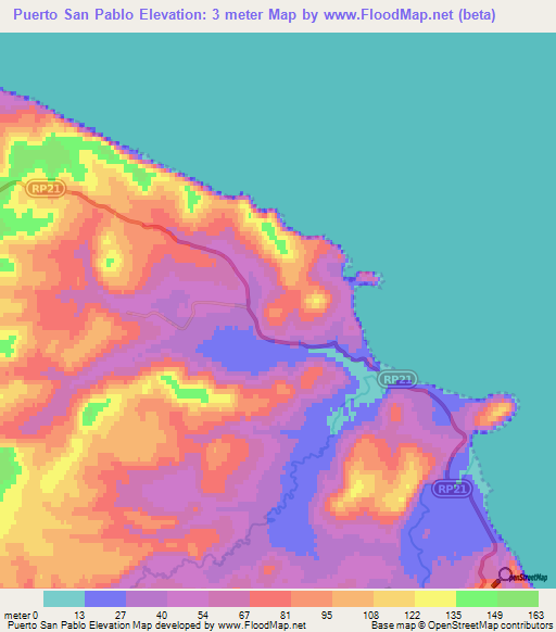 Puerto San Pablo,Argentina Elevation Map