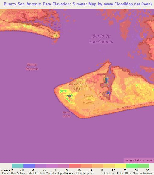 Puerto San Antonio Este,Argentina Elevation Map