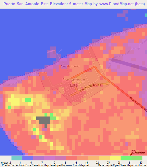 Puerto San Antonio Este,Argentina Elevation Map