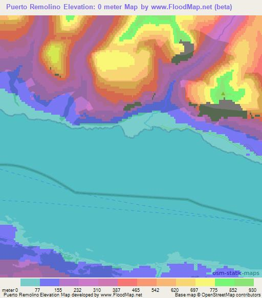 Puerto Remolino,Argentina Elevation Map