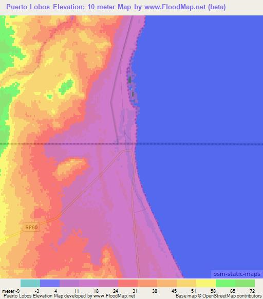 Puerto Lobos,Argentina Elevation Map