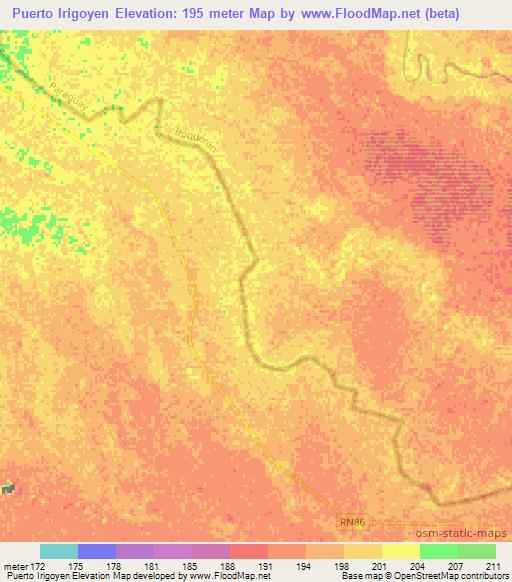 Puerto Irigoyen,Argentina Elevation Map
