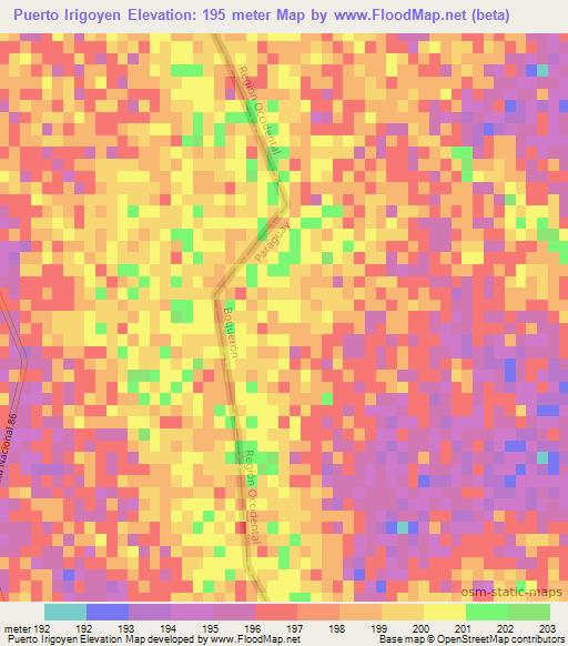 Puerto Irigoyen,Argentina Elevation Map