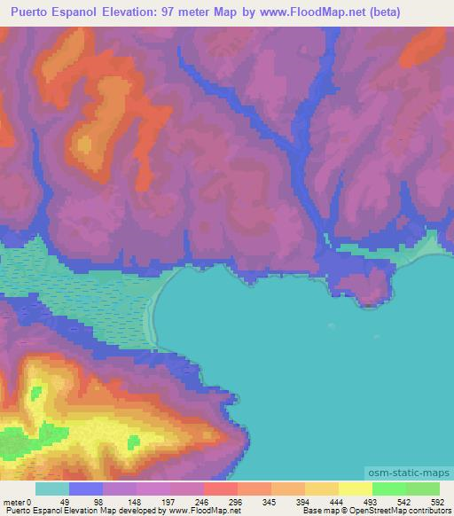 Puerto Espanol,Argentina Elevation Map