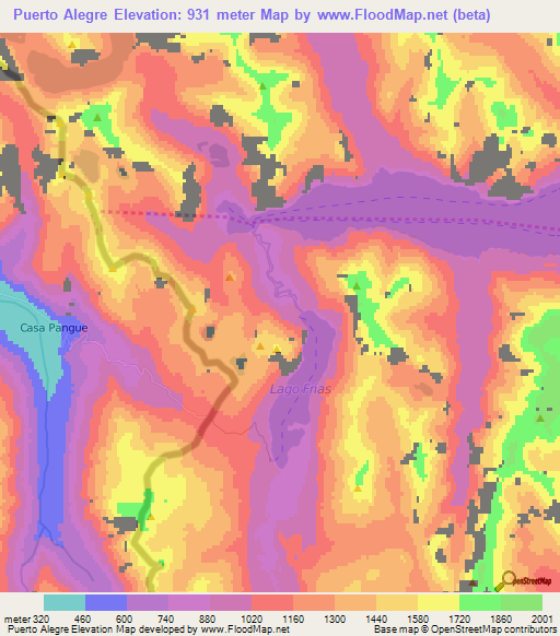 Puerto Alegre,Argentina Elevation Map