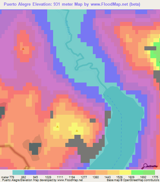 Puerto Alegre,Argentina Elevation Map