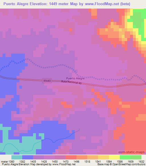 Puerto Alegre,Argentina Elevation Map