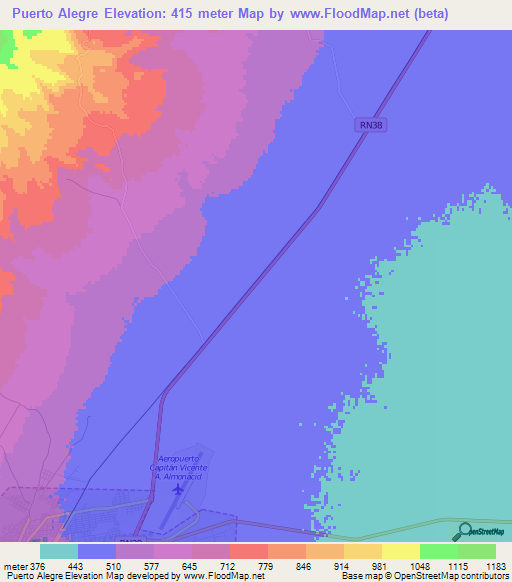 Puerto Alegre,Argentina Elevation Map
