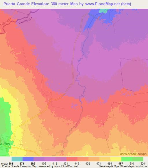 Puerta Grande,Argentina Elevation Map