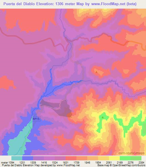 Puerta del Diablo,Argentina Elevation Map