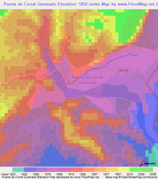 Puerta de Corral Quemado,Argentina Elevation Map