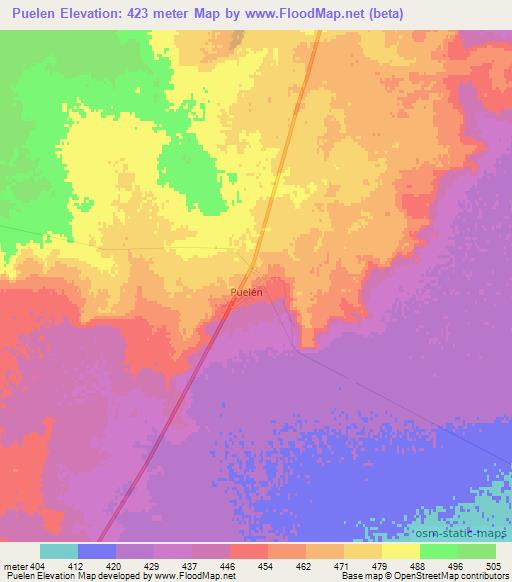 Puelen,Argentina Elevation Map