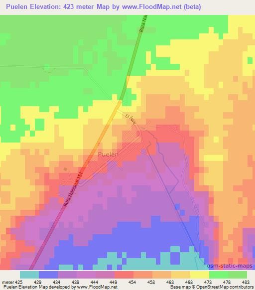 Puelen,Argentina Elevation Map