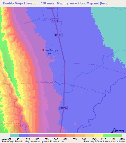 Pueblo Viejo,Argentina Elevation Map