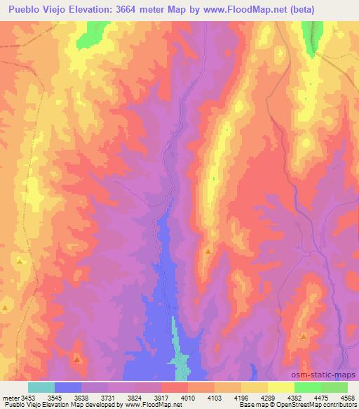 Pueblo Viejo,Argentina Elevation Map