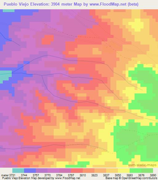 Pueblo Viejo,Argentina Elevation Map