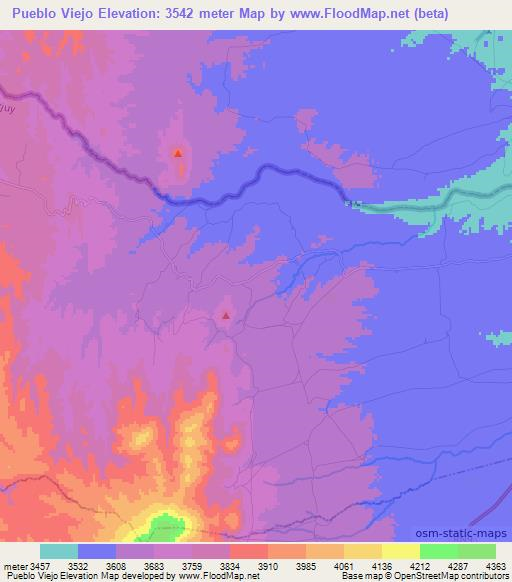 Pueblo Viejo,Argentina Elevation Map
