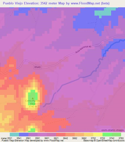 Pueblo Viejo,Argentina Elevation Map