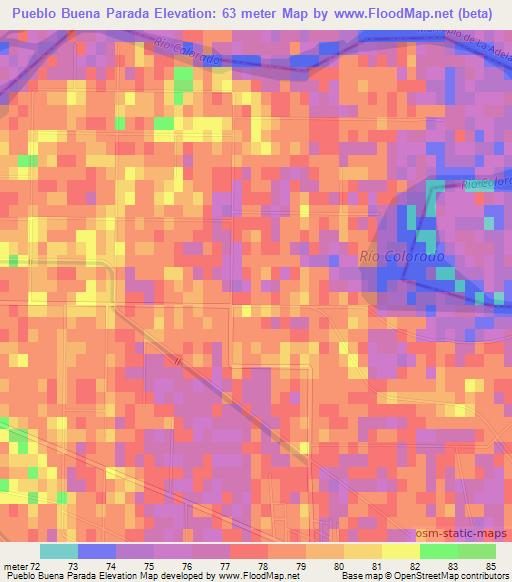 Pueblo Buena Parada,Argentina Elevation Map