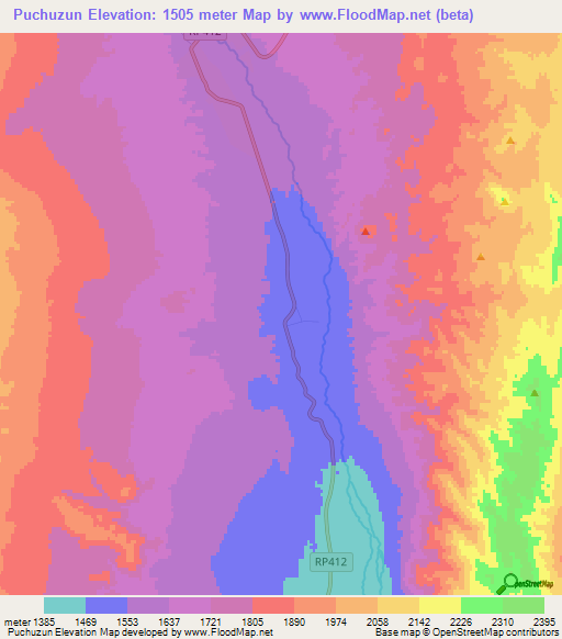 Puchuzun,Argentina Elevation Map
