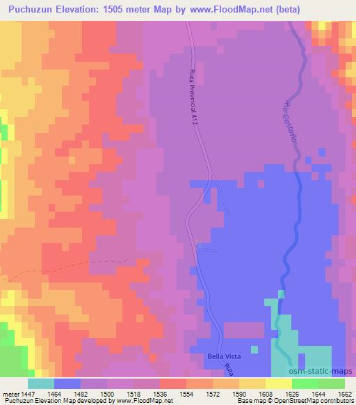 Puchuzun,Argentina Elevation Map